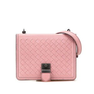 BOTTEGA VENETA Pink Leather Intrecciato Shoulder Bag